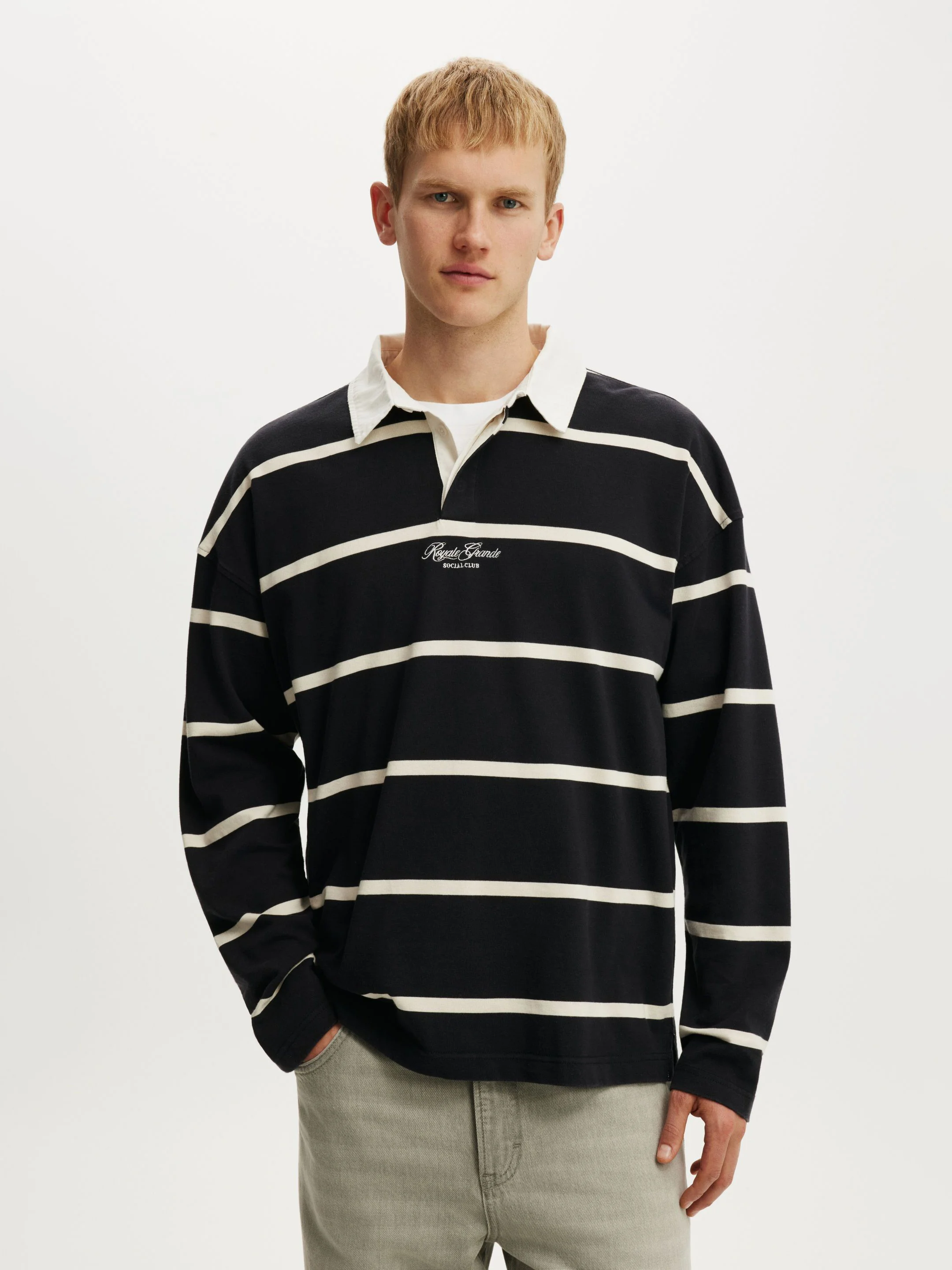 COTTON ON Áo Polo  Dài Tay Nam - Box Fit Rugby Polo