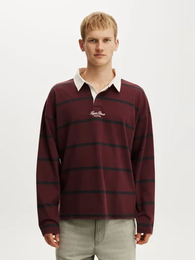 COTTON ON Áo Polo Dài Tay Nam - Box Fit Rugby Polo