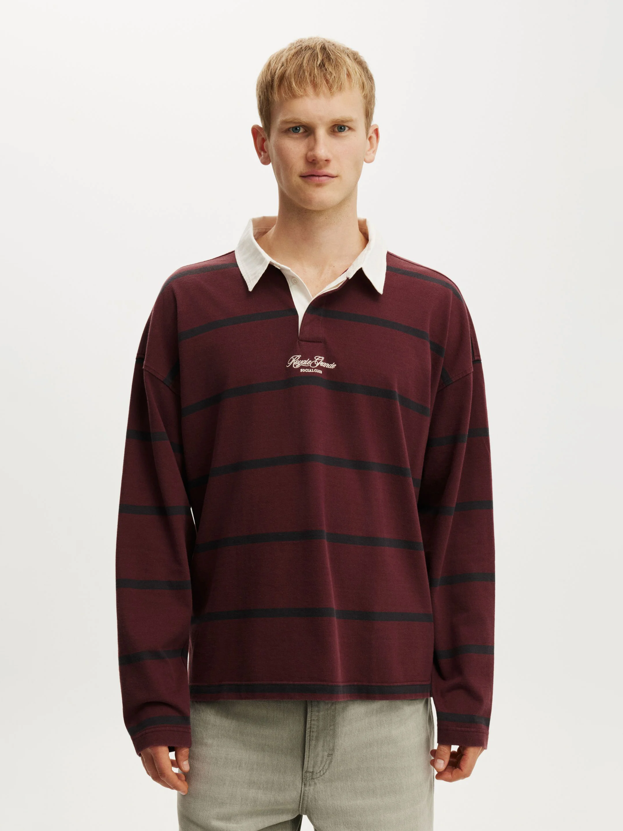 COTTON ON Áo Polo  Dài Tay Nam - Box Fit Rugby Polo