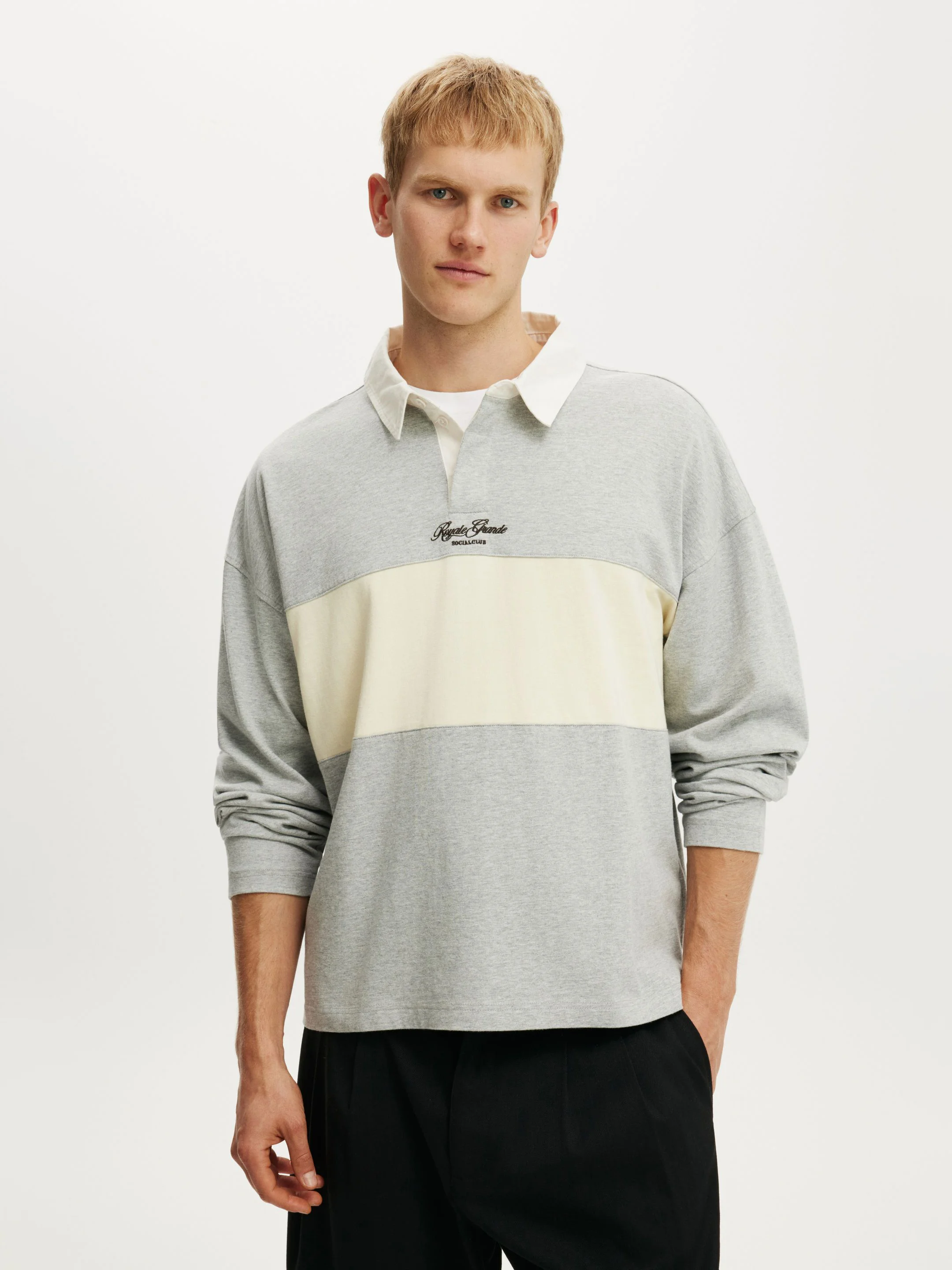 COTTON ON Áo Polo  Dài Tay Nam - Box Fit Rugby Polo