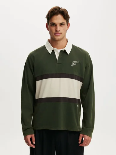 COTTON ON Áo Polo Dài Tay Nam - Box Fit Rugby Polo