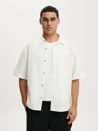 COTTON ON Áo Sơ Mi Ngắn Tay Nam - Boxy Fit Short Sleeve Shirt