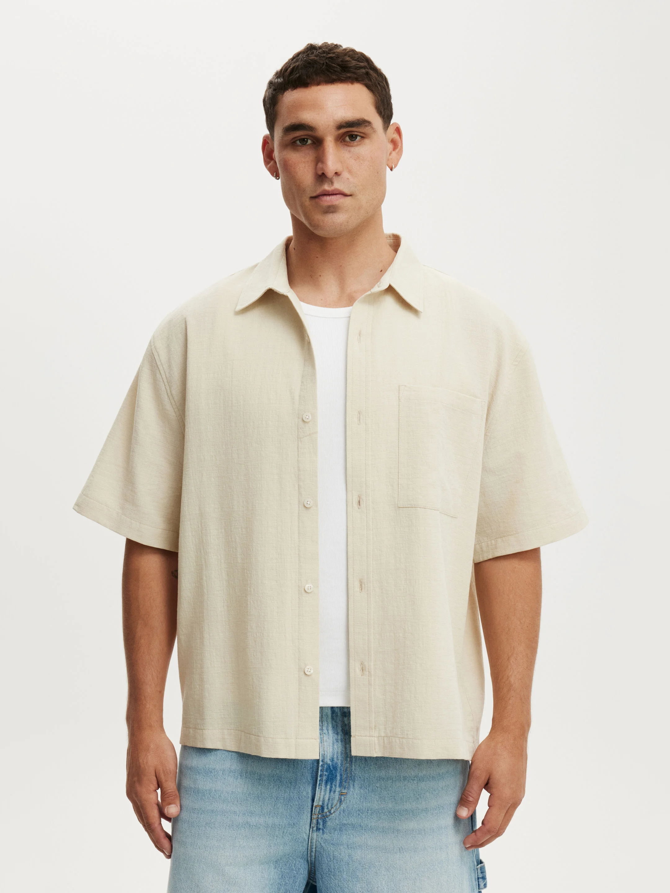 COTTON ON Áo Sơ Mi Ngắn Tay Nam - Boxy Fit Short Sleeve Shirt