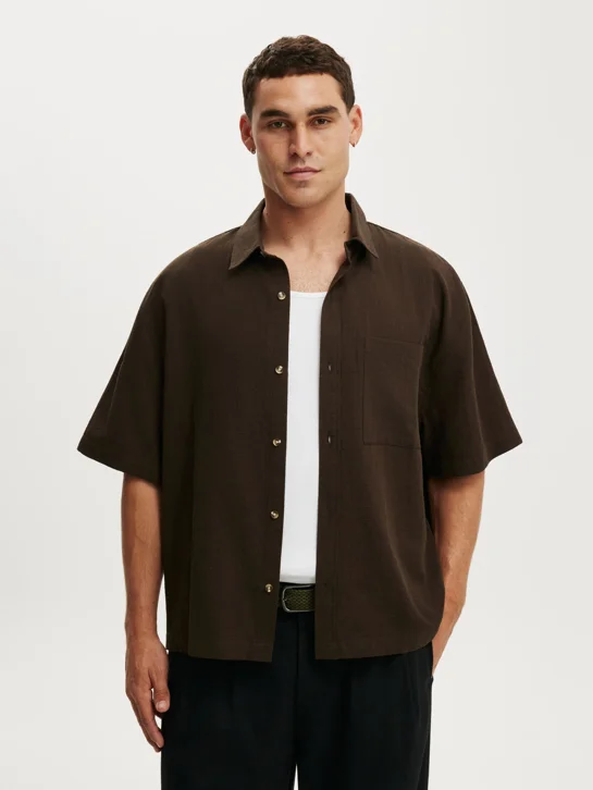 COTTON ON Áo Sơ Mi Ngắn Tay Nam - Boxy Fit Short Sleeve Shirt