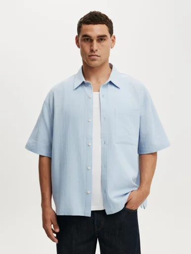 COTTON ON Áo Sơ Mi Ngắn Tay Nam - Boxy Fit Short Sleeve Shirt