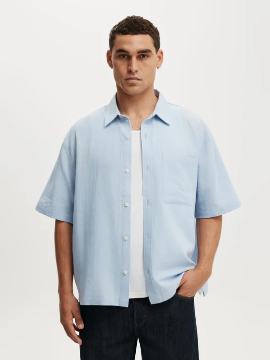 COTTON ON Áo Sơ Mi Ngắn Tay Nam - Boxy Fit Short Sleeve Shirt