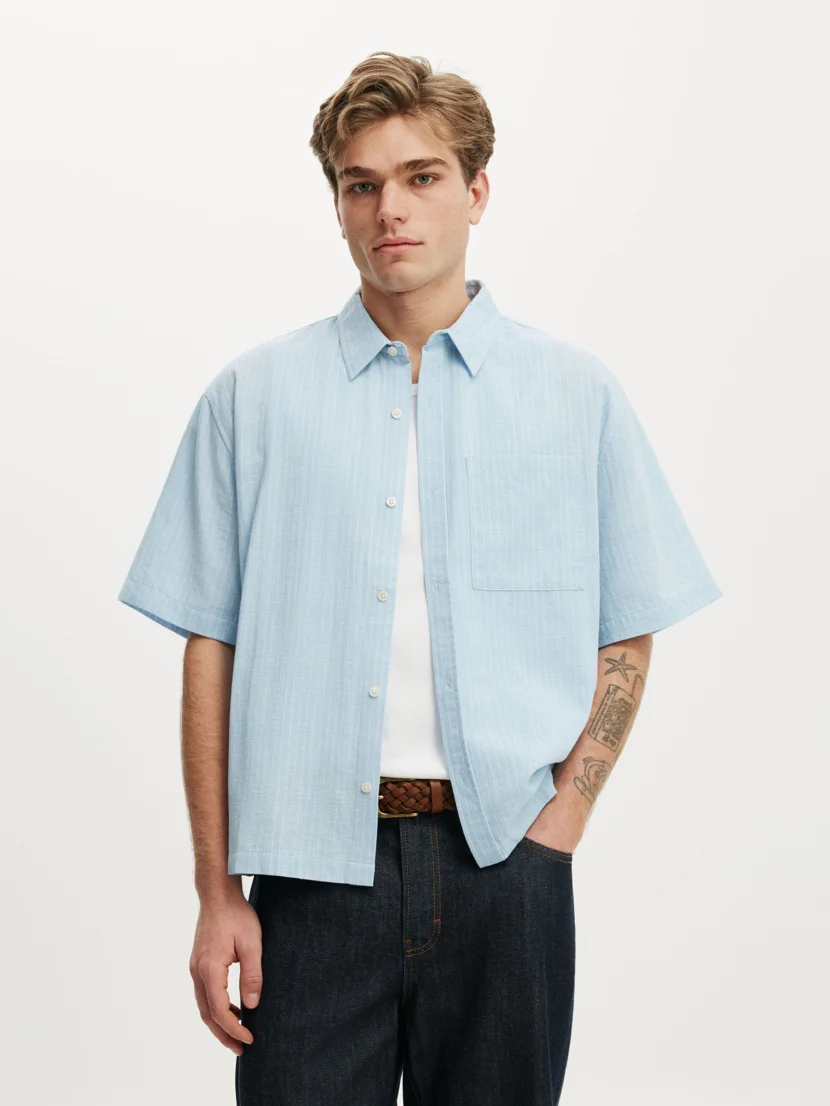 COTTON ON Áo Sơ Mi Ngắn Tay Nam - Boxy Fit Short Sleeve Shirt