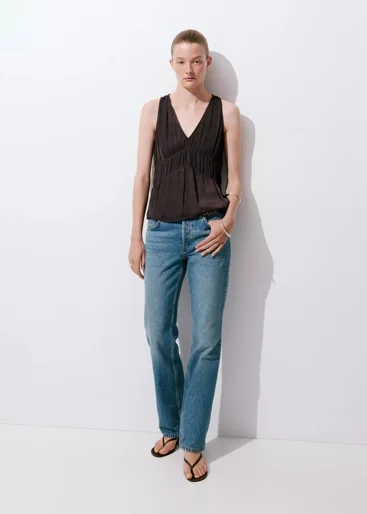 MANGO Áo Kiểu Cộc Tay Nữ Lara