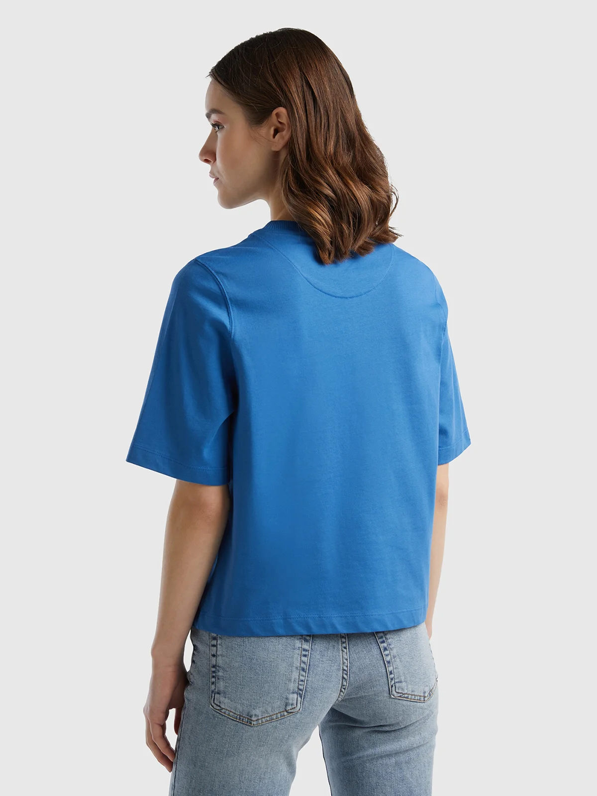 UNITED COLORS OF BENETTON Áo Thun Ngắn Tay Nữ 100% Cotton Boxy Fit T-Shirt