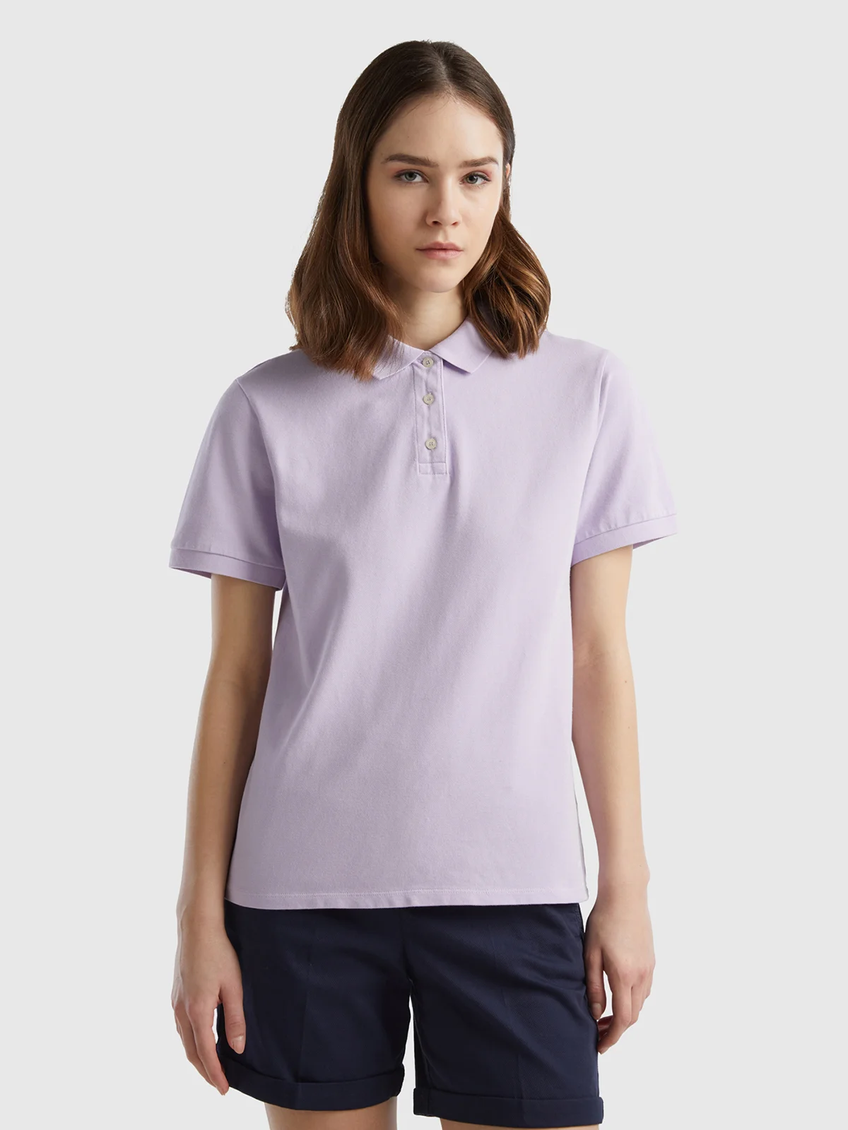 UNITED COLORS OF BENETTON Áo Thun Polo Tay Ngắn Nữ Polo In Stretch Organic Cotton