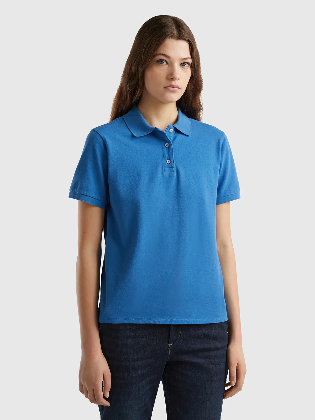 UNITED COLORS OF BENETTON Áo Thun Polo Tay Ngắn Nữ Polo In Stretch Organic Cotton