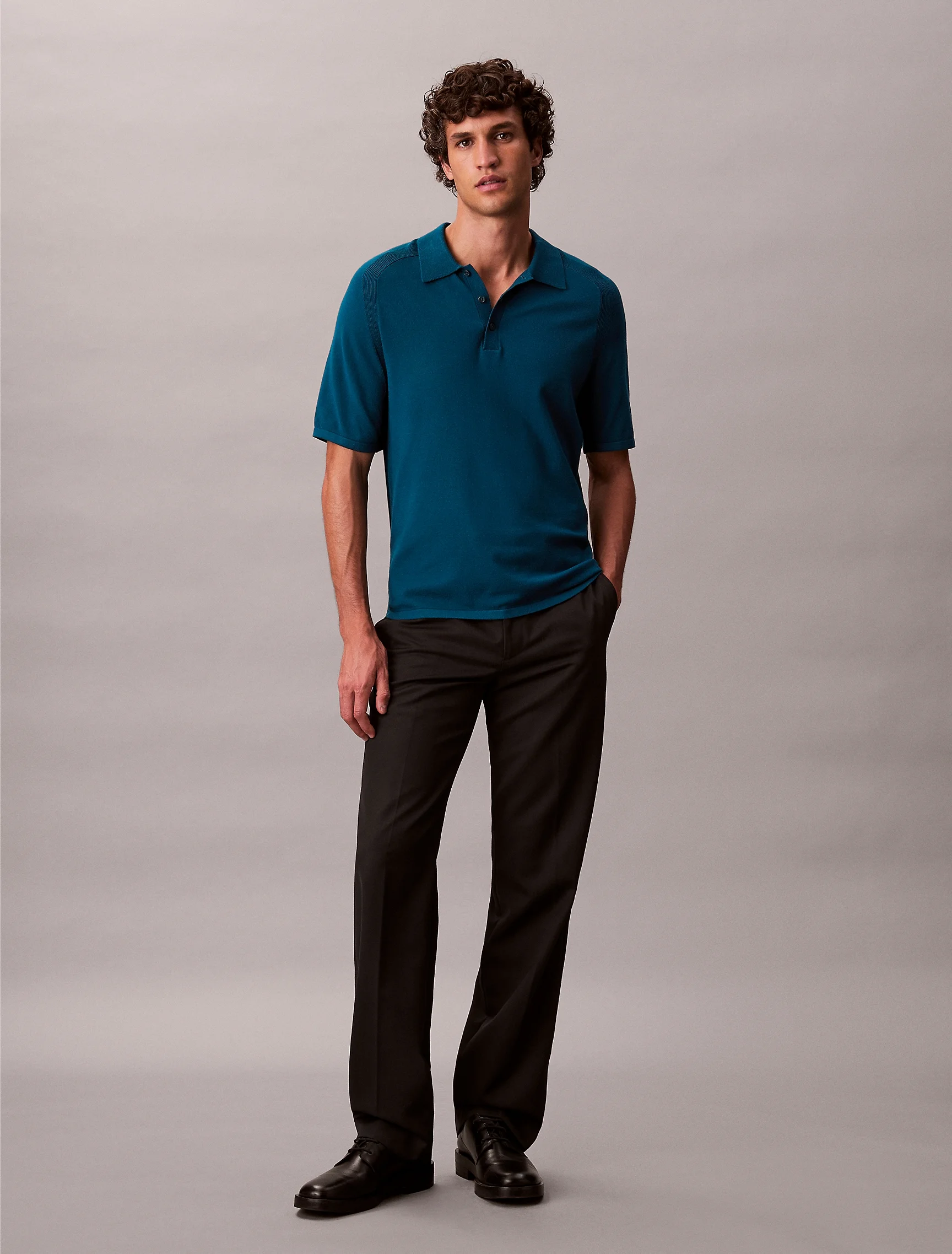 CK JEANS Áo Len Nam SS CK Tech Knit Sweater Polo