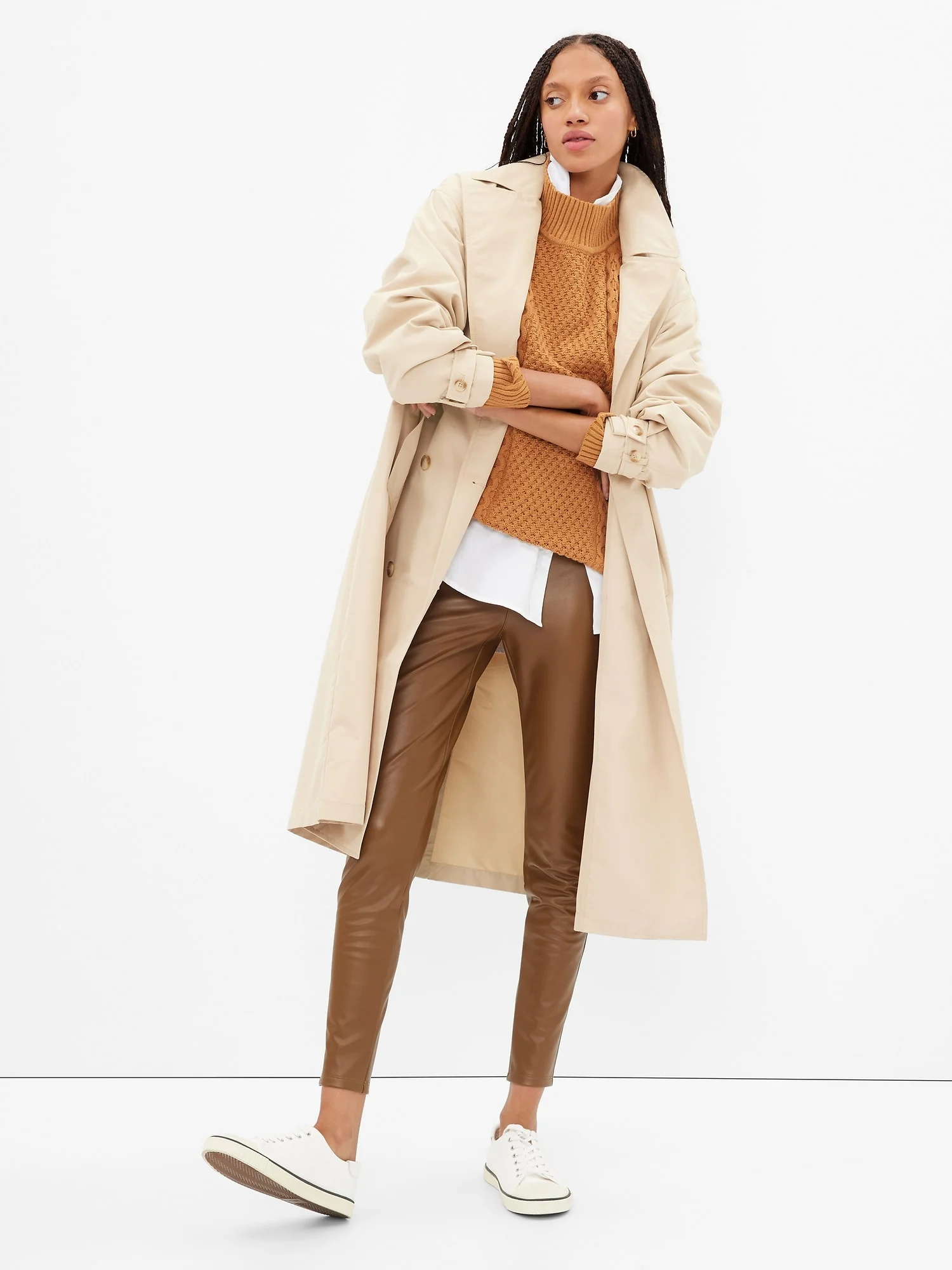 GAP Quần Vải Dài Nữ - Faux Leather Legging