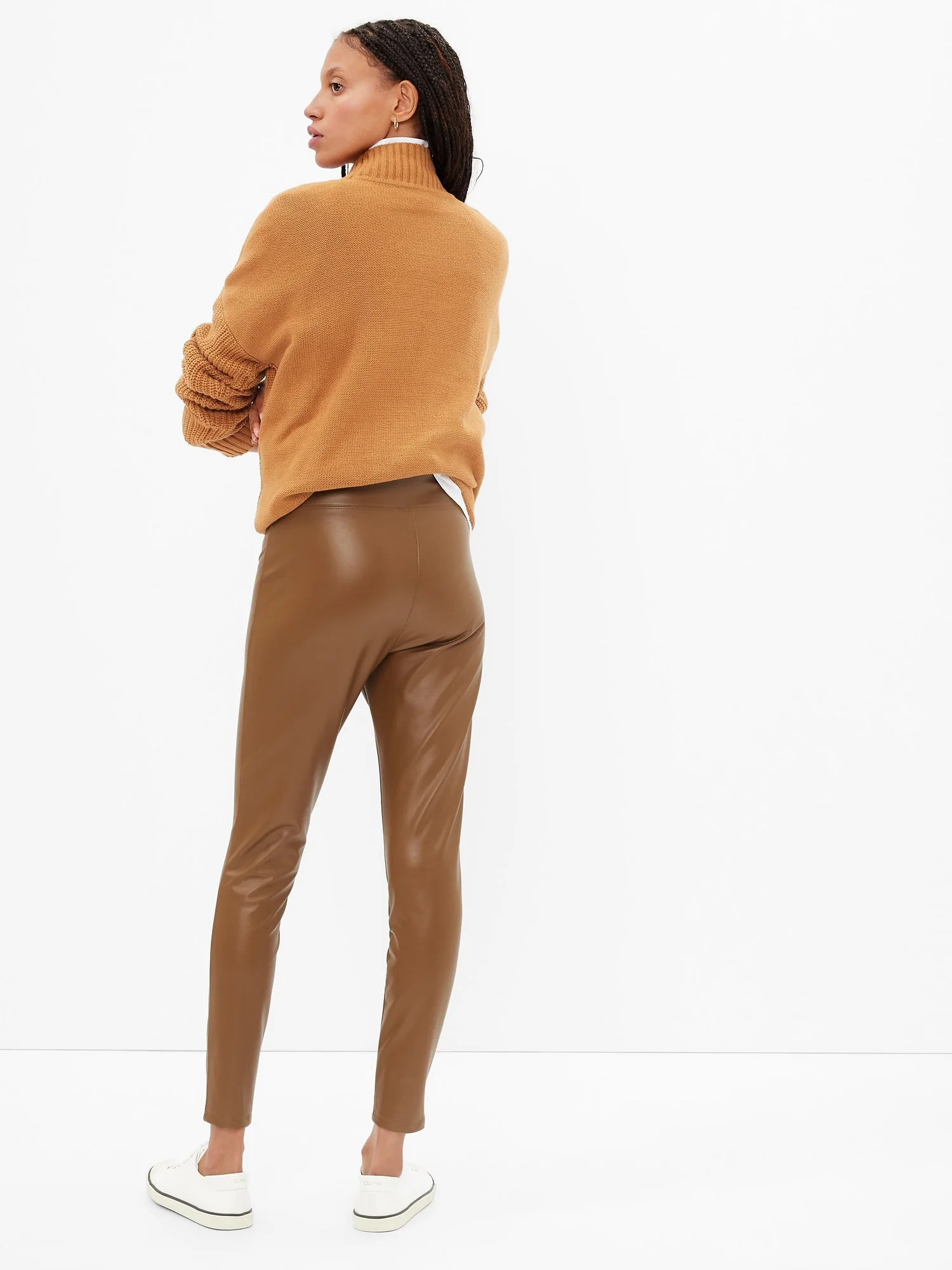 GAP Quần Vải Dài Nữ - Faux Leather Legging