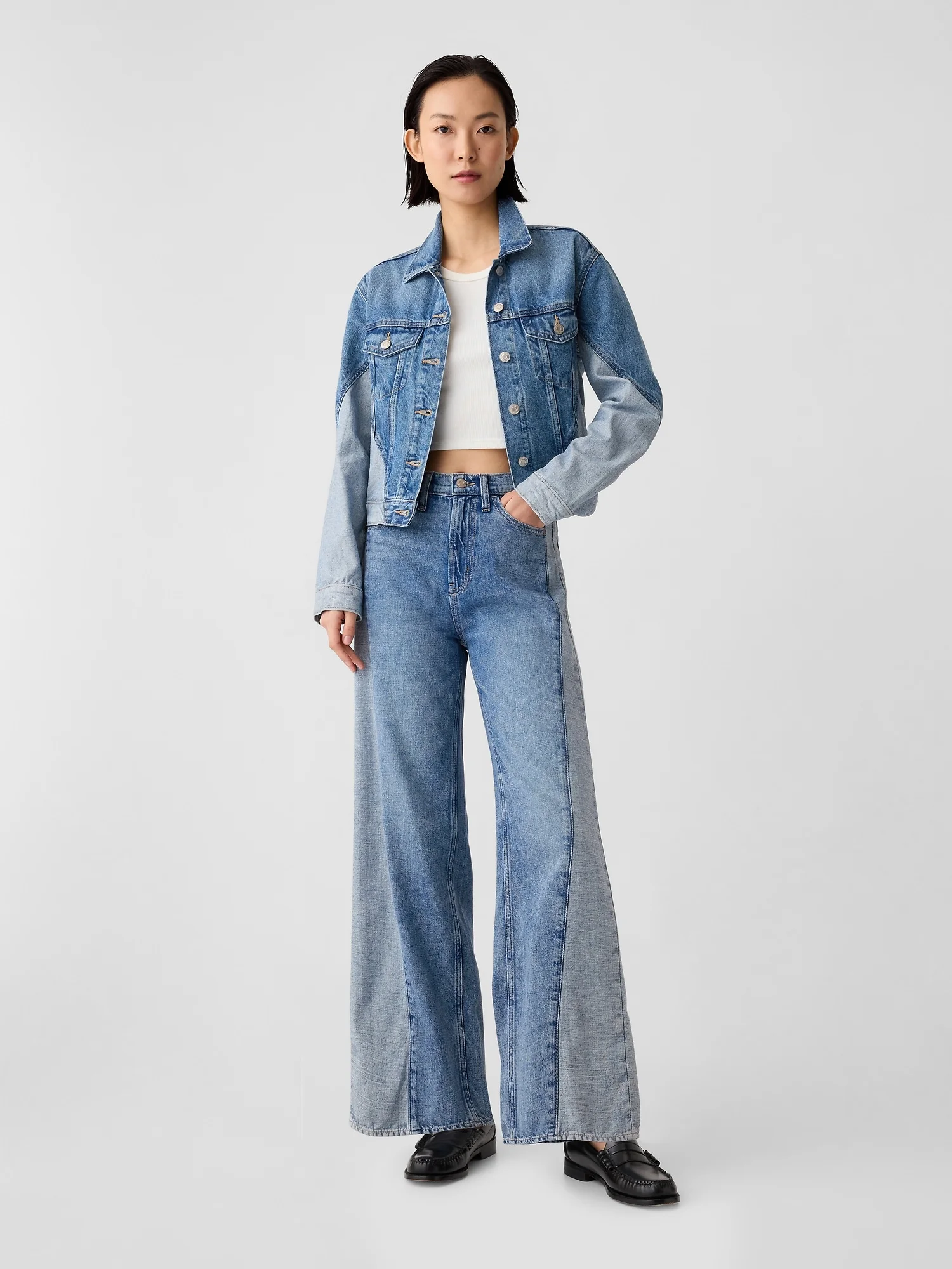 GAP Quần Jeans Dài Nữ - High Rise Wide-Leg 
