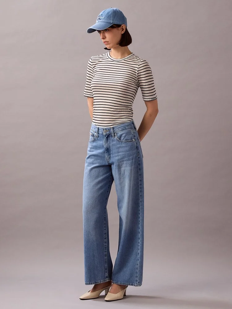 CK JEANS Áo Thun Nữ Silk Rib Slim Tee