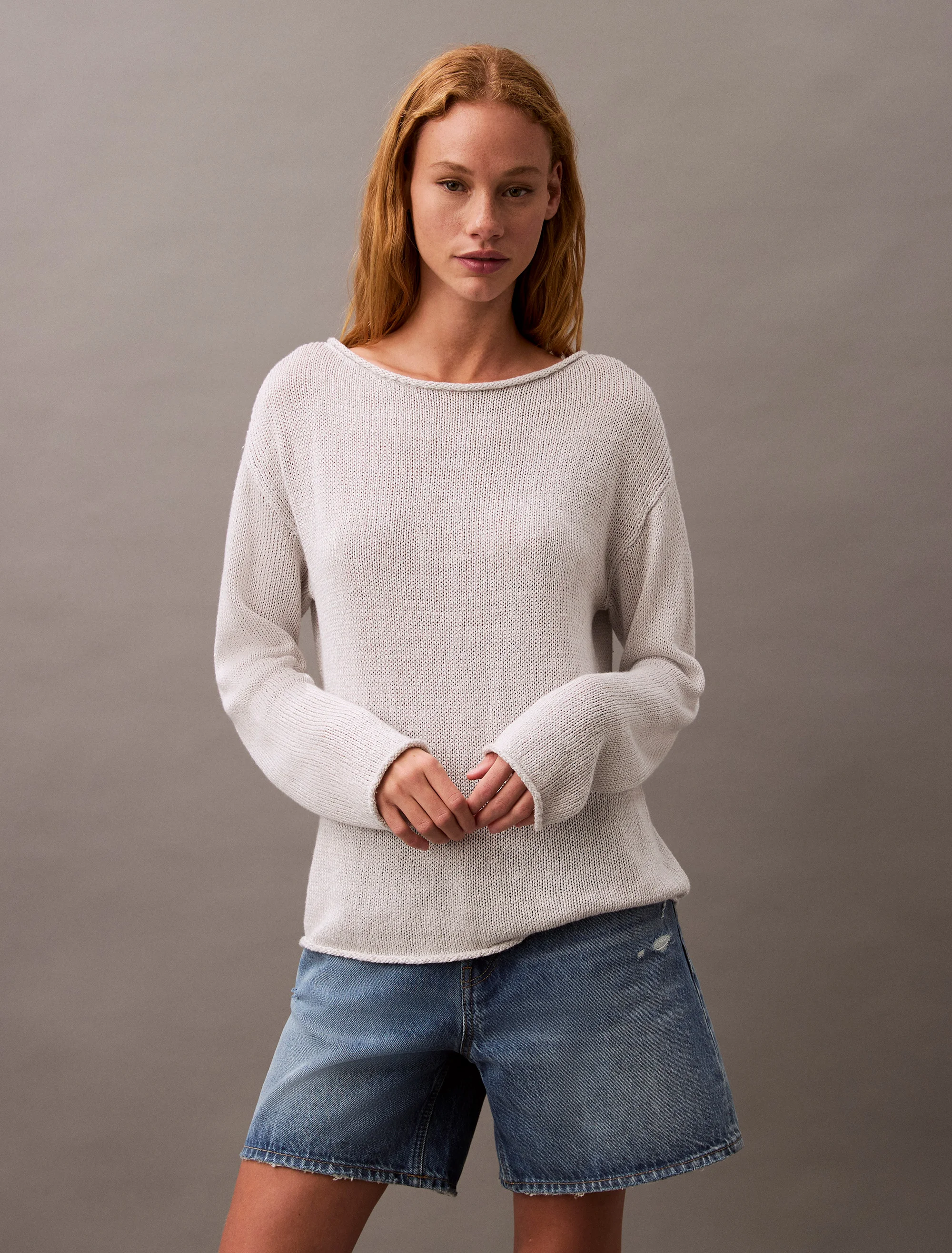 CK JEANS Áo Len Nữ Boxy Fit