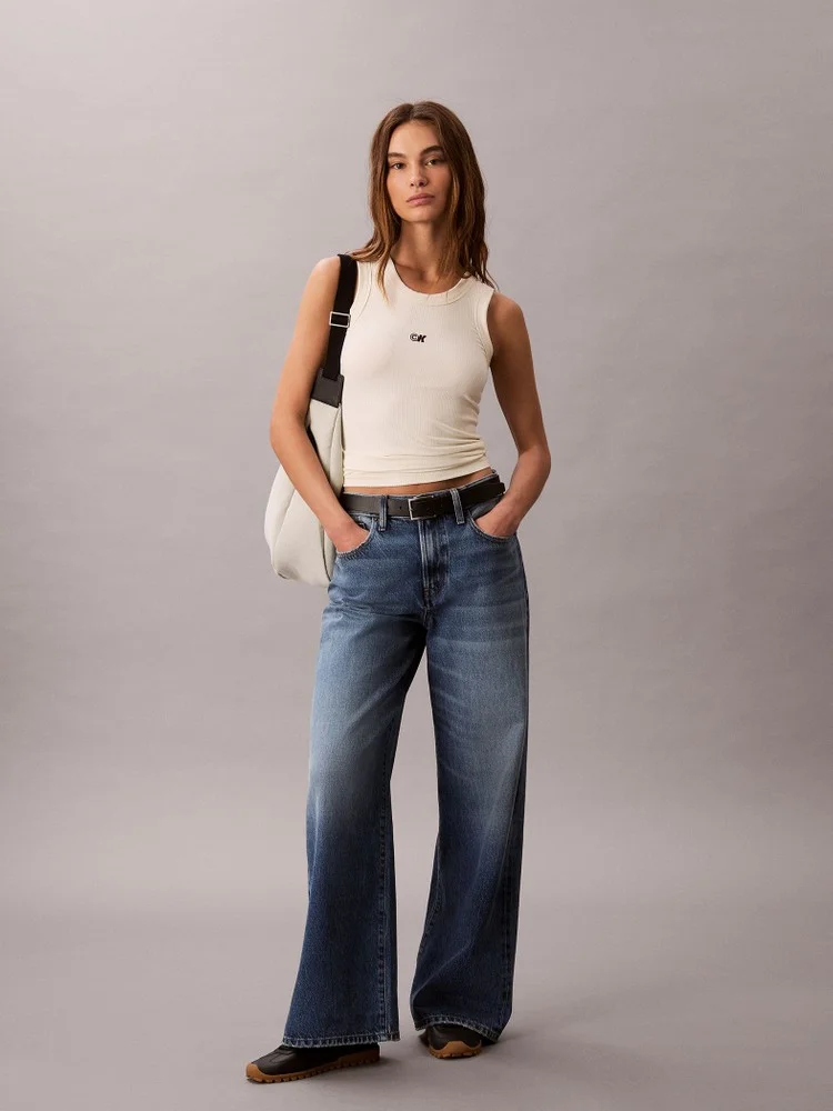 CK JEANS Áo Ba Lỗ Nữ Modal Rib Tank