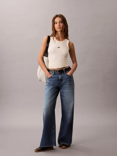 CK JEANS Áo Ba Lỗ Nữ Modal Rib Tank