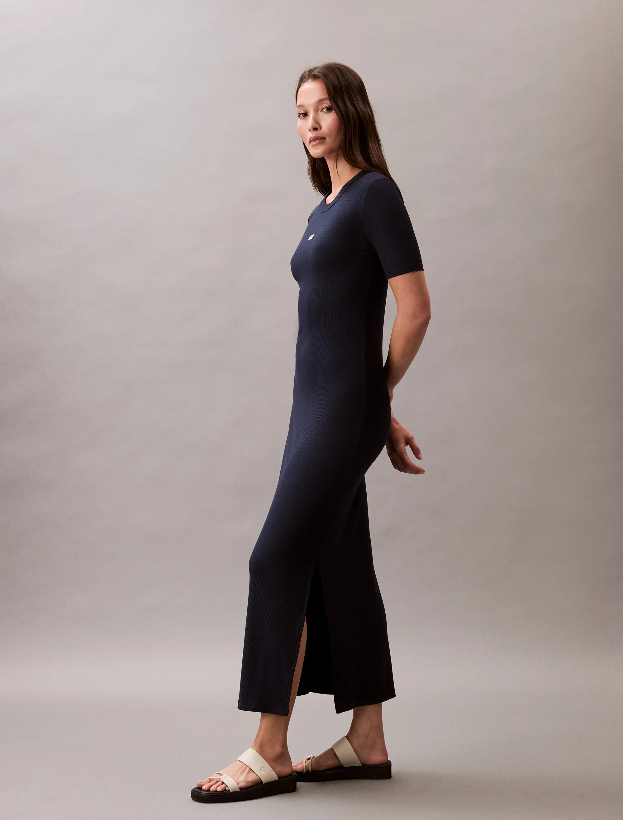 CK JEANS Đầm Nữ Modal Stretch Rib Midi Dress