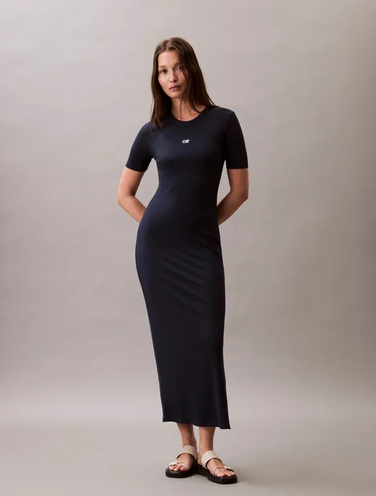CK JEANS Đầm Nữ Modal Stretch Rib Midi Dress