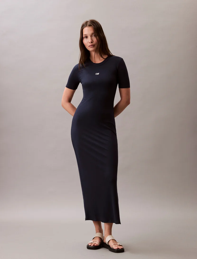 CK JEANS Đầm Nữ Modal Stretch Rib Midi Dress