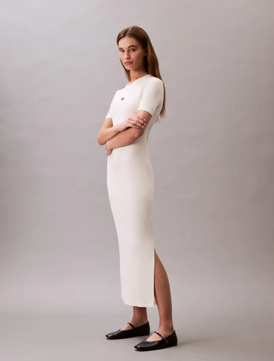 CK JEANS Đầm Nữ Modal Stretch Rib Midi Dress