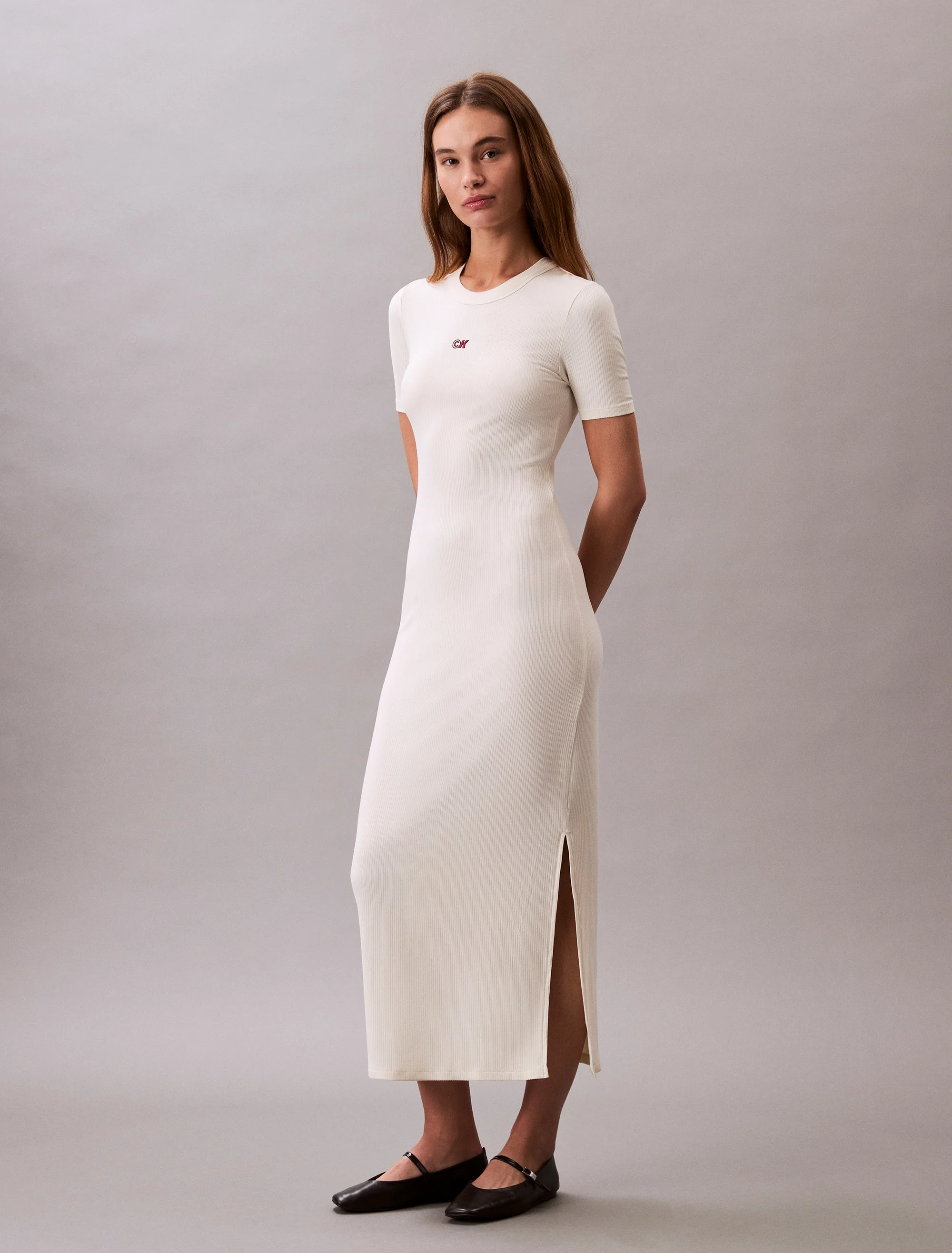 CK JEANS Đầm Nữ Modal Stretch Rib Midi Dress