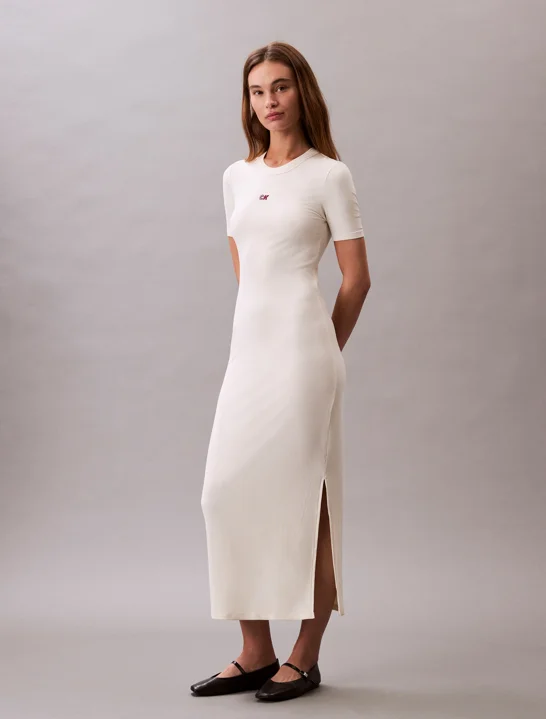 CK JEANS Đầm Nữ Modal Stretch Rib Midi Dress