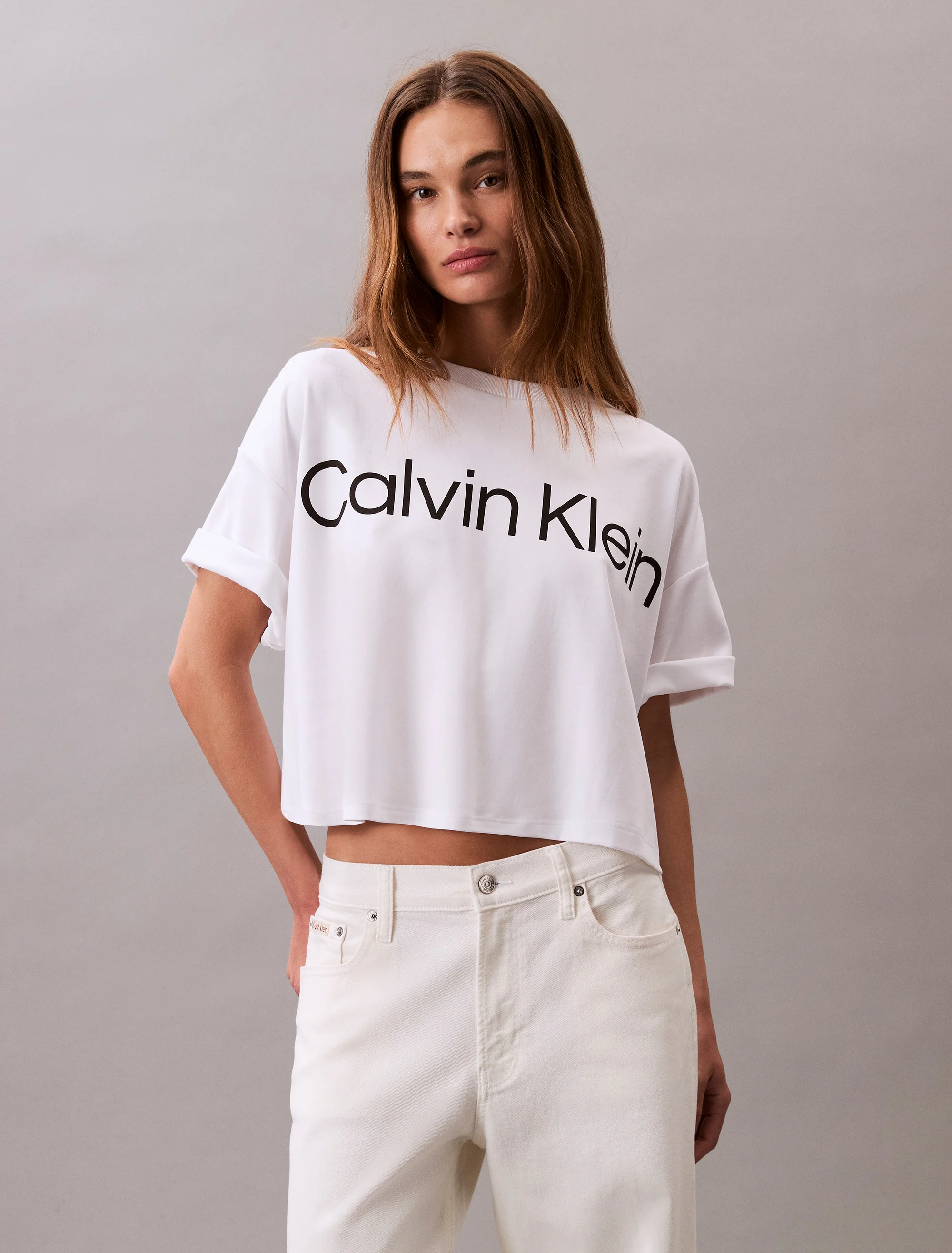 CK JEANS Áo Thun Nữ Boxy Logo Graphic Tee