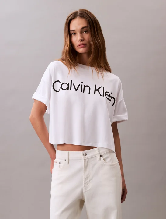 CK JEANS Áo Thun Nữ Boxy Logo Graphic Tee