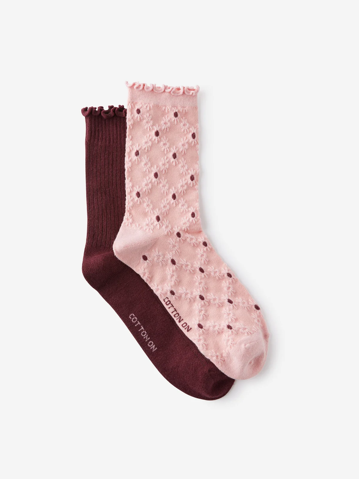 COTTON ON RUBI Vớ Dài Nữ-The Perfect Pair Frill Rib Cre