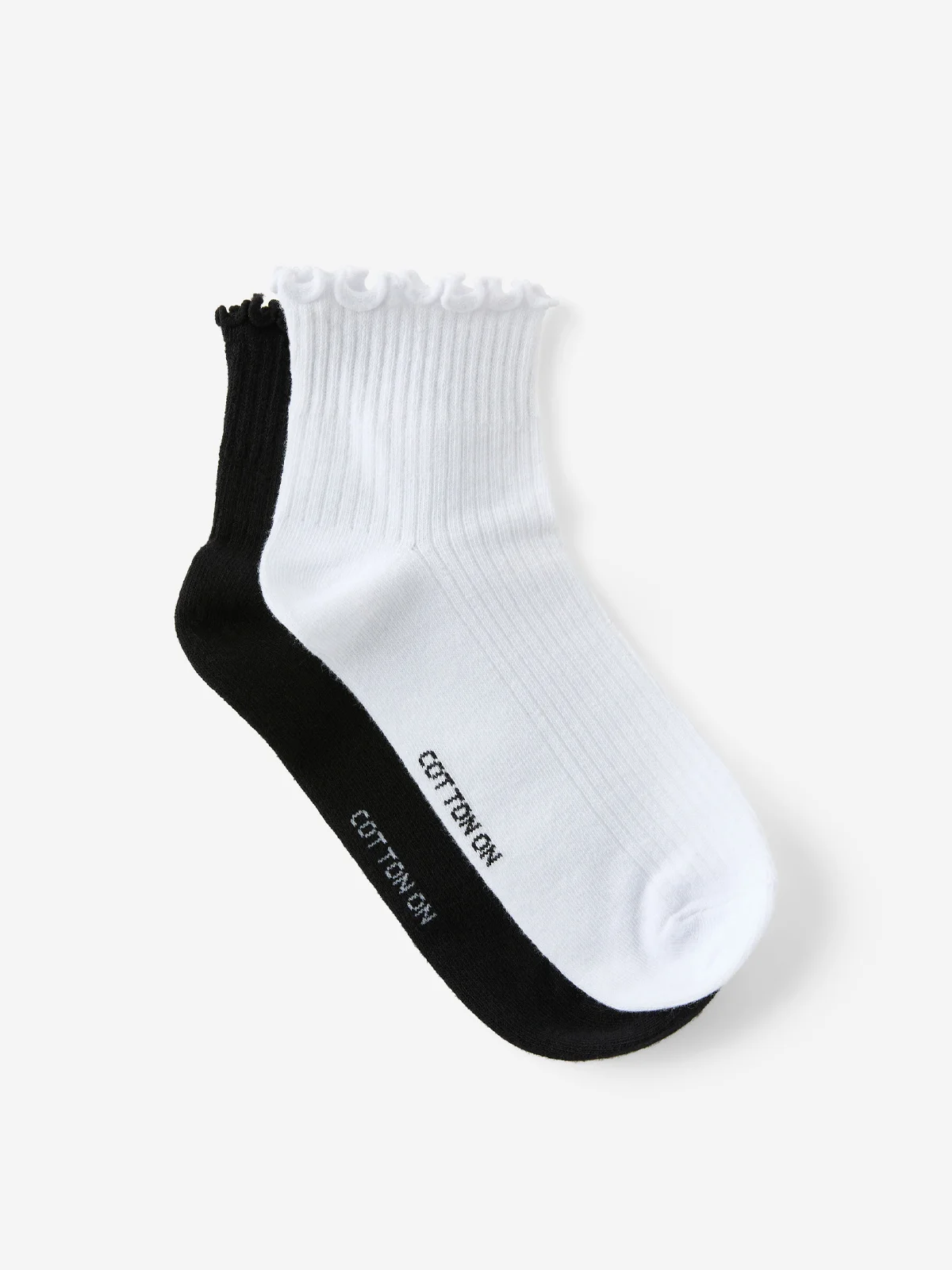 COTTON ON RUBI Bộ 2 Đôi Vớ Ngắn Nữ-The Perfect Pair Frill Rib Ankle 2Pk
