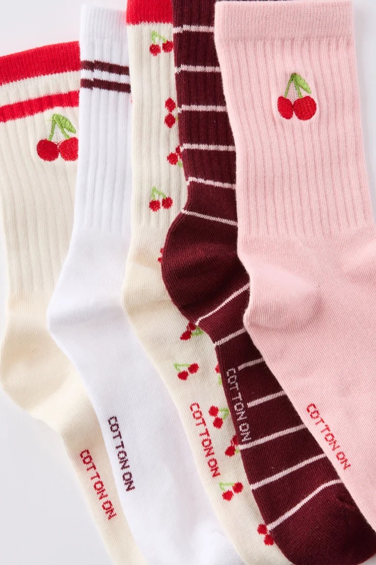 COTTON ON RUBI Bộ 5 Đôi Vớ Dài - 5Pk Crew Sock