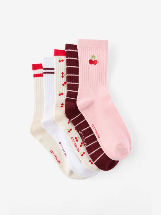 COTTON ON RUBI Bộ 5 Đôi Vớ Dài - 5Pk Crew Sock