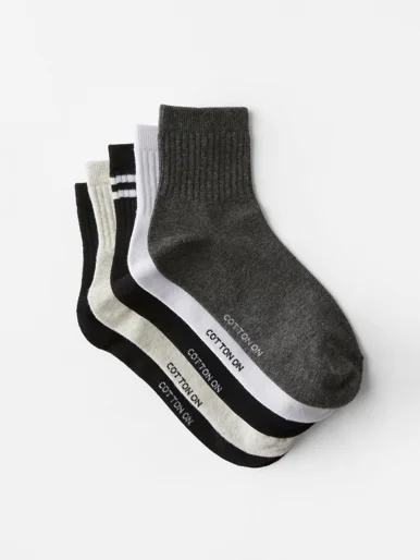 COTTON ON RUBI Bộ 5 Đôi Vớ Ngắn-5Pk Quarter Crew Sock