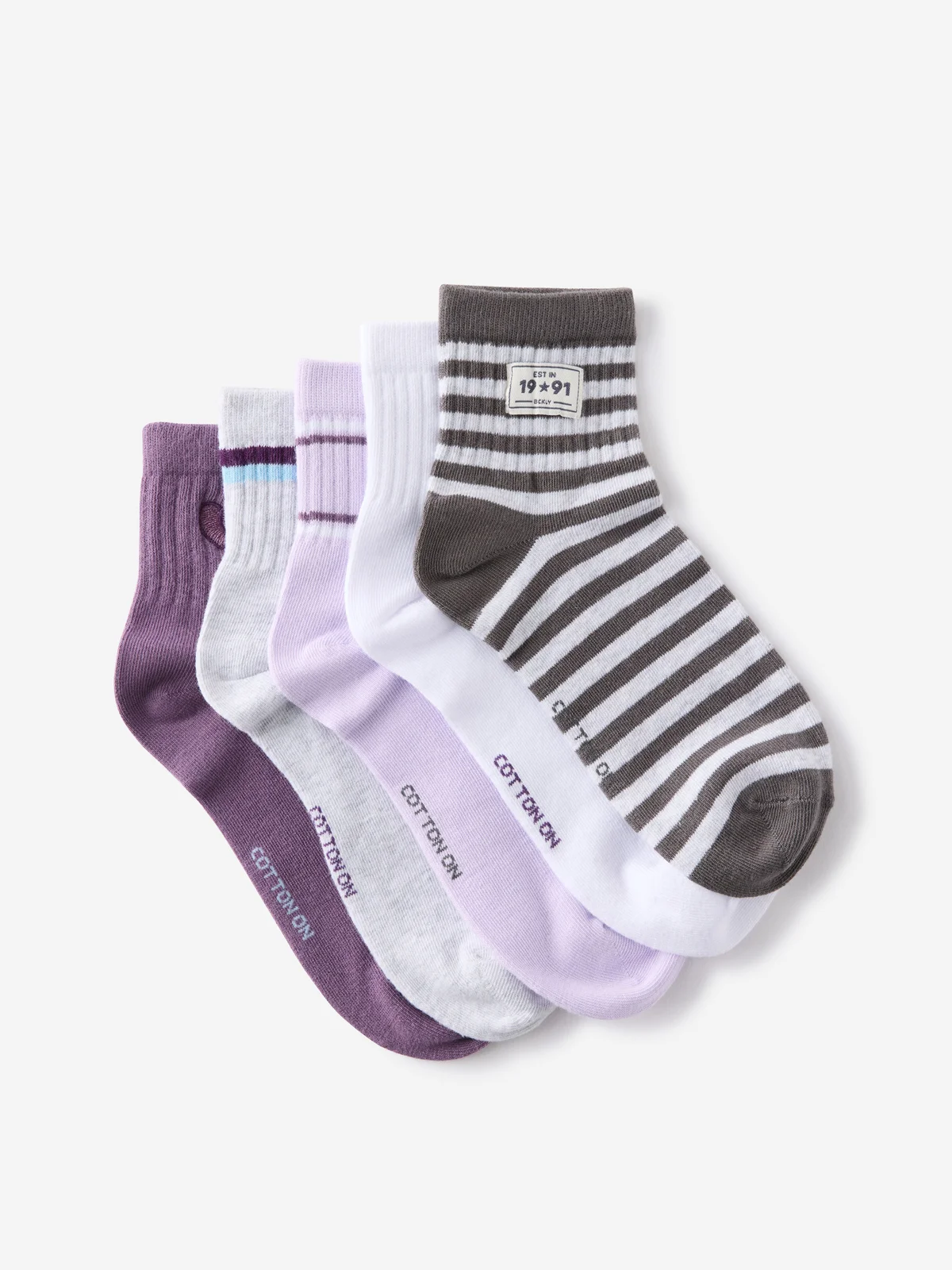 COTTON ON RUBI Bộ 5 Đôi Vớ Ngắn - 5Pk Quarter Crew Sock