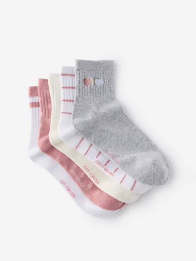 COTTON ON RUBI Bộ 5 Đôi Vớ Ngắn - 5Pk Quarter Crew Sock