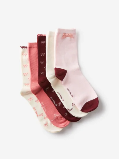 COTTON ON RUBI Bộ 5 Đôi Vớ Dài Nữ-5Pk Fine Crew Sock