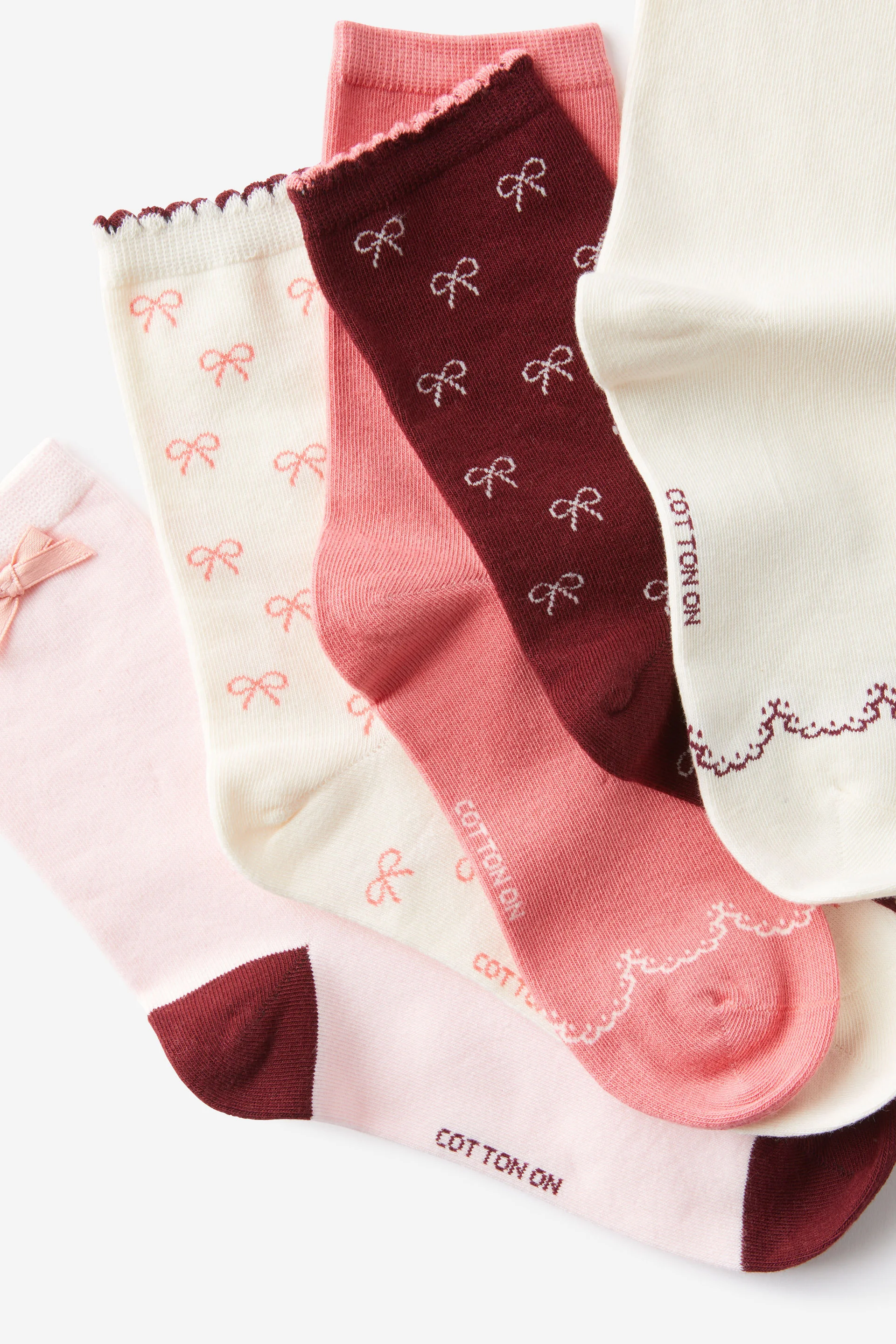 COTTON ON RUBI Bộ 5 Đôi Vớ Dài Nữ-5Pk Fine Crew Sock
