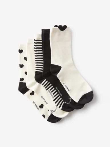 COTTON ON RUBI Bộ 5 Đôi Vớ Dài Nữ-5Pk Fine Crew Sock