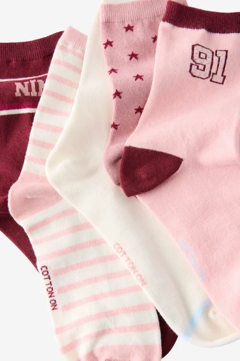COTTON ON RUBI Bộ 5 Đôi Vớ Dài Nữ-5Pk Fine Crew Sock