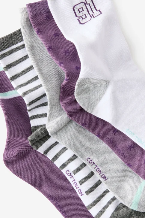 COTTON ON RUBI Bộ 5 Đôi Vớ Dài Nữ-5Pk Fine Crew Sock