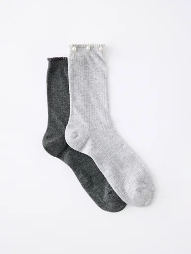 COTTON ON RUBI Bộ 2 Đôi Vớ Dài Nữ - Pearl Pointelle Crew Sock 2Pk