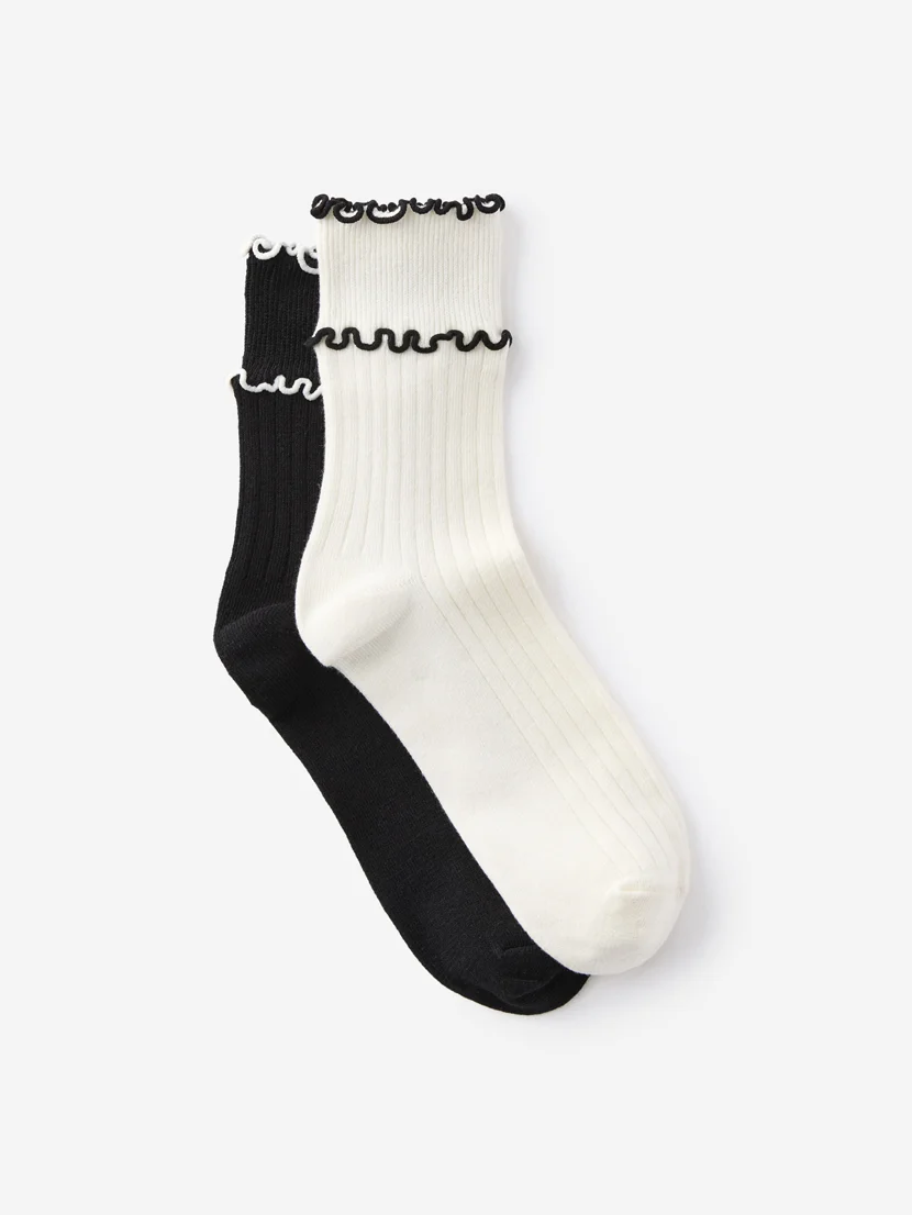 COTTON ON RUBI Bộ 2 Vớ Dài Nữ - Double Frill Crew Sock 2Pk