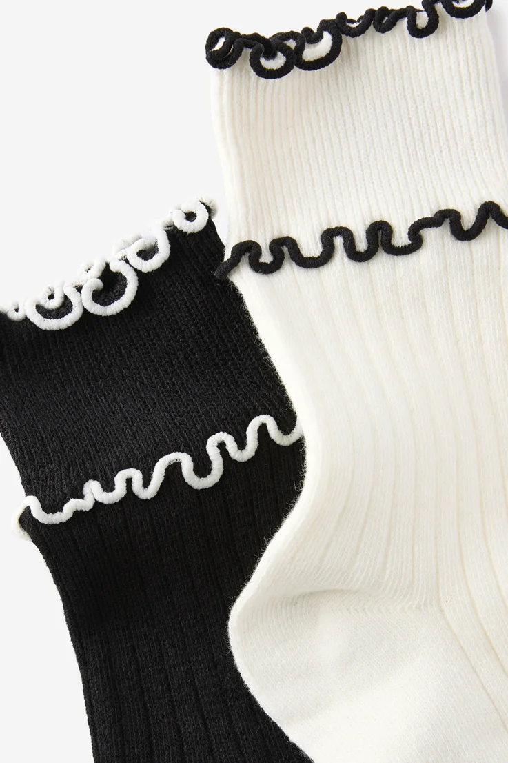 COTTON ON RUBI Bộ 2 Vớ Dài Nữ - Double Frill Crew Sock 2Pk