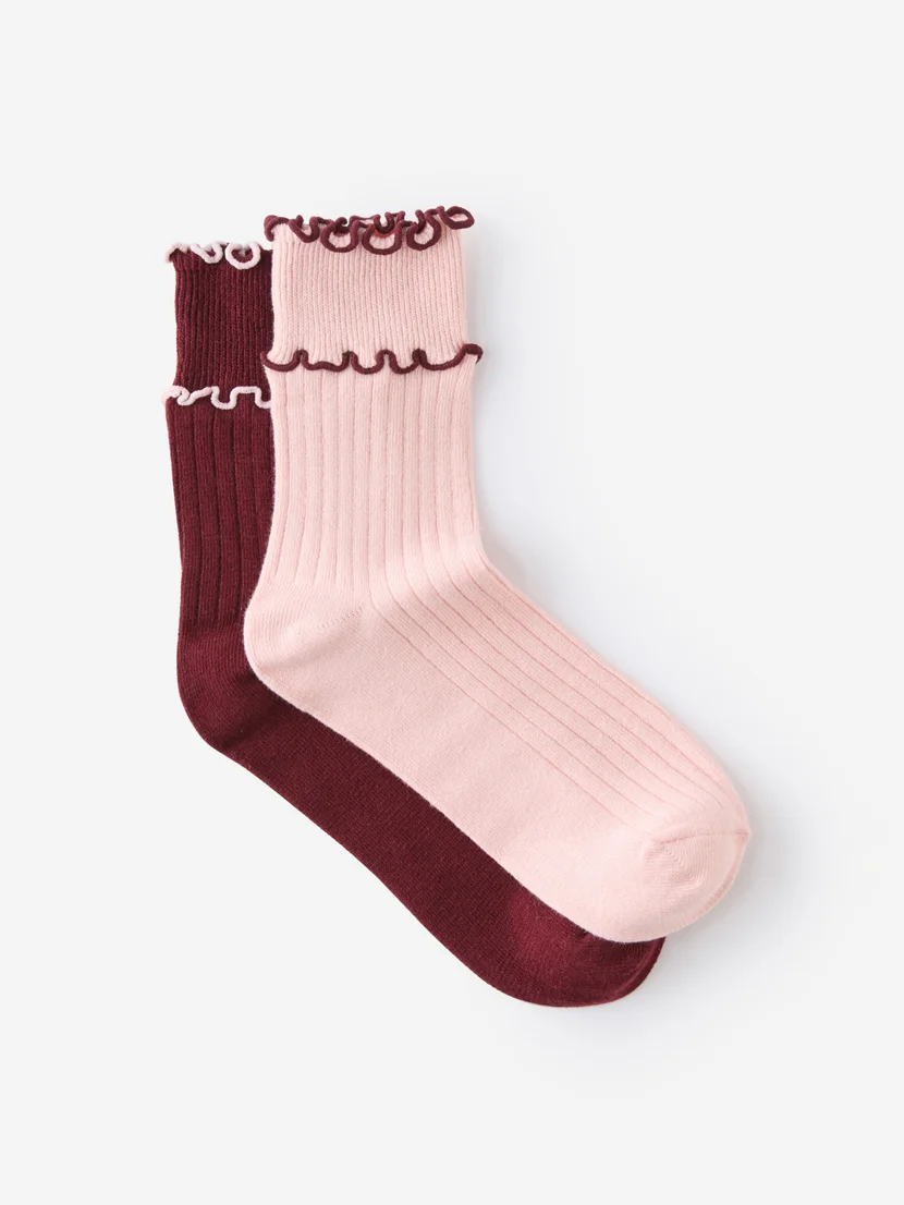 COTTON ON RUBI Bộ 2 Vớ Dài Nữ - Double Frill Crew Sock 2Pk