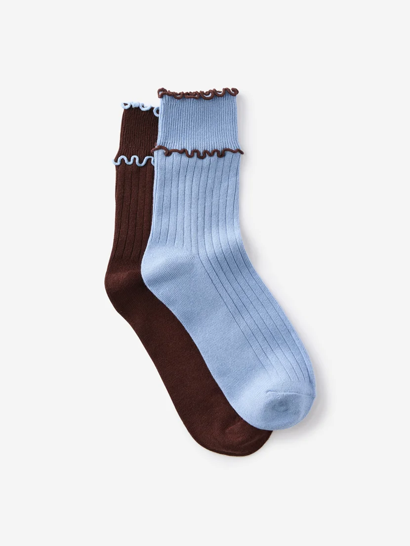 COTTON ON RUBI Bộ 2 Vớ Dài Nữ - Double Frill Crew Sock 2Pk