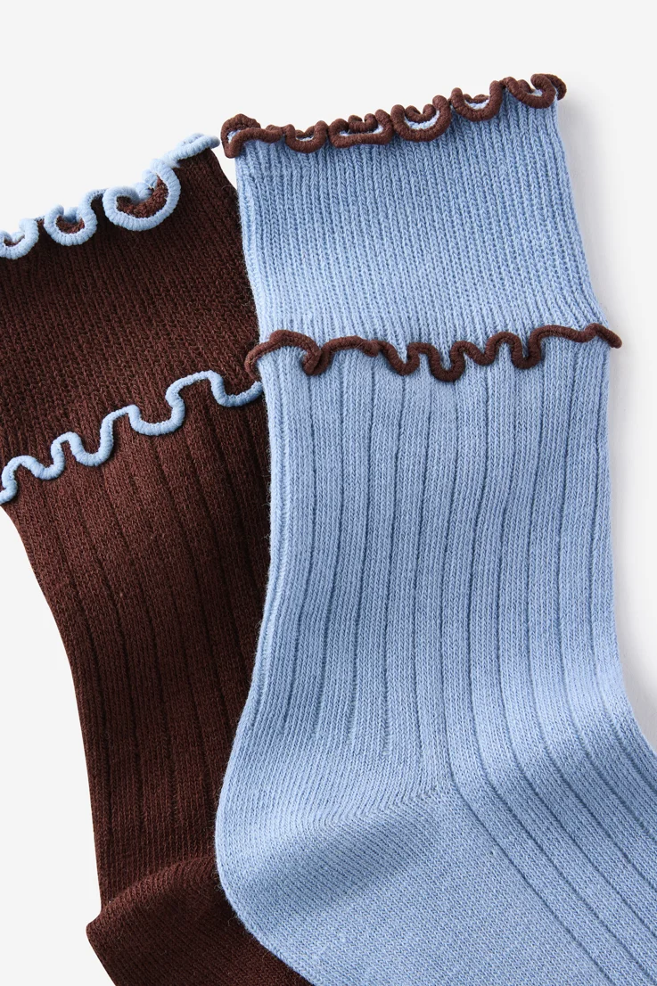 COTTON ON RUBI Bộ 2 Vớ Dài Nữ - Double Frill Crew Sock 2Pk