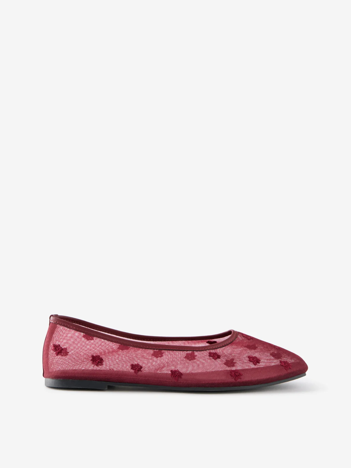 BURGUNDY EMBROIDERED MESH